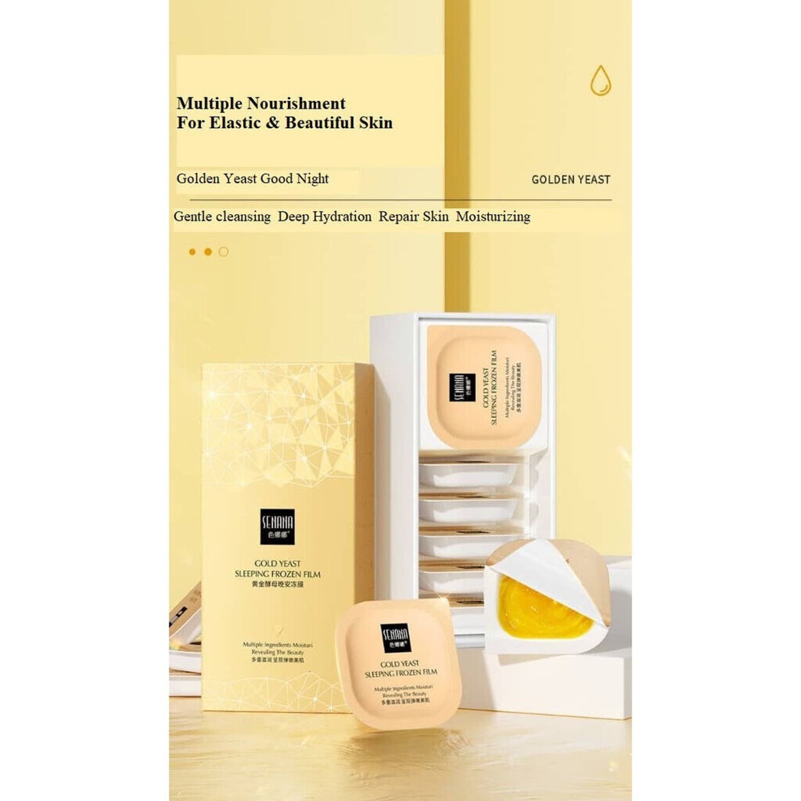 18 Gold Yeast Niacinamide Sleeping Mask Brighten Hydrate Firm Skin anti ageing - Thumbnail 7