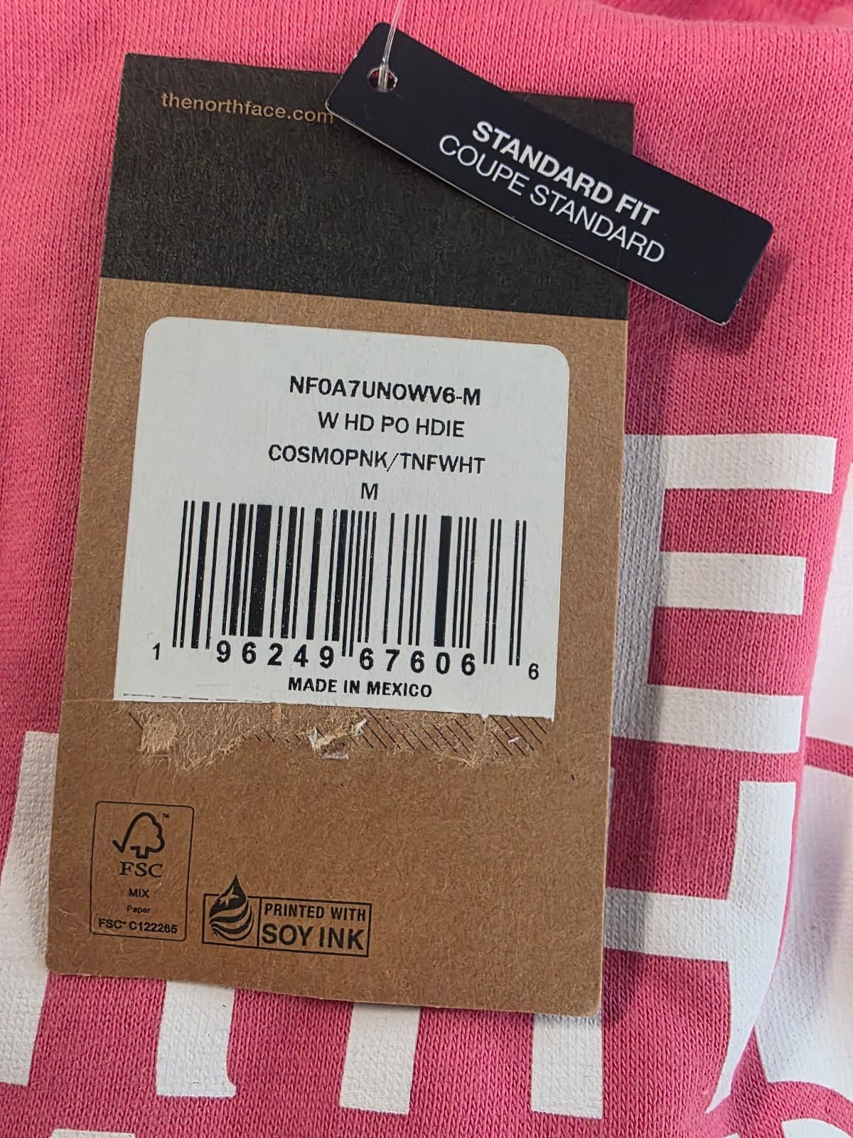 THE NORTH FACE Half Dome Pullover Womens Hoodie Cosmo Pink/TNF White Sz Medium - Thumbnail 4