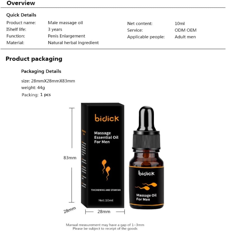 1 Penis Male Enlargement Oil Grow Bigger Thicker Size - Thumbnail 10