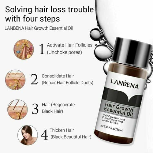 Lanbena Ginger Extract Hair Care Fast Powerful Hair Growth Essential Oil 20ml - Thumbnail 4