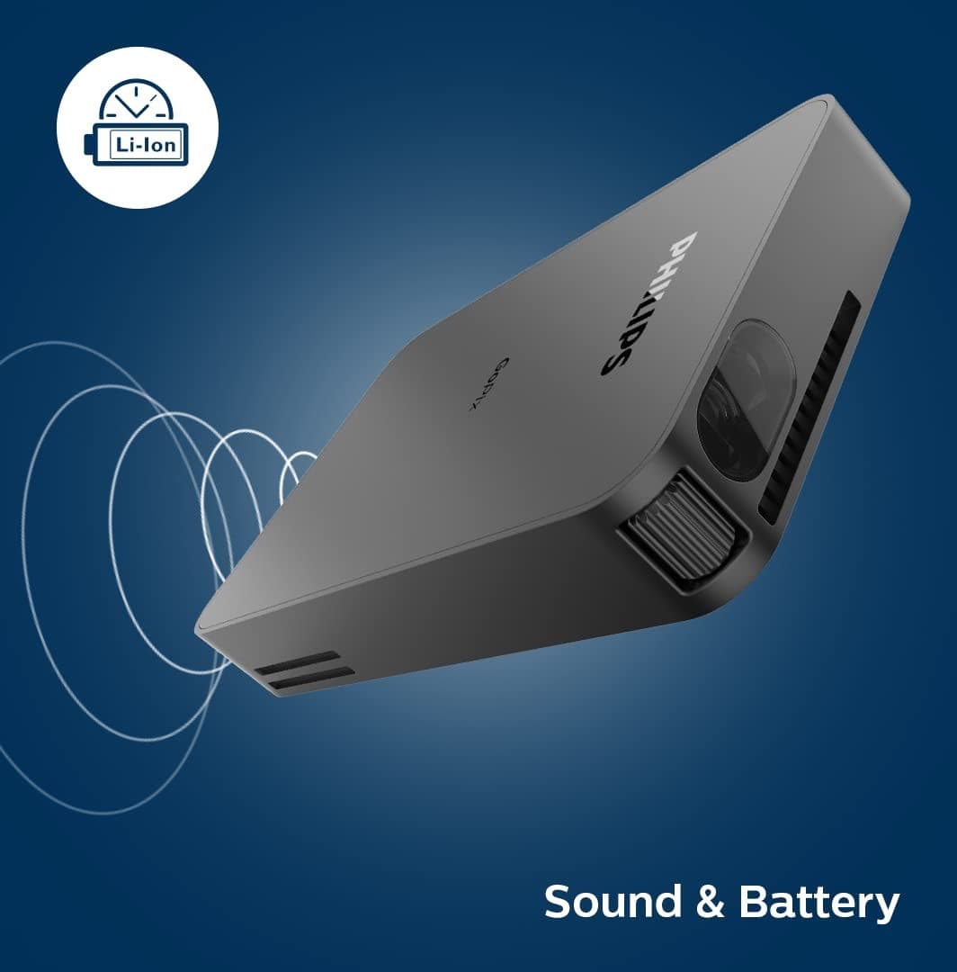 Philips GoPix 1 Mobile Home Projector GPX1100/INT, LED DLP 2h Battery Life HDMI - Thumbnail 3