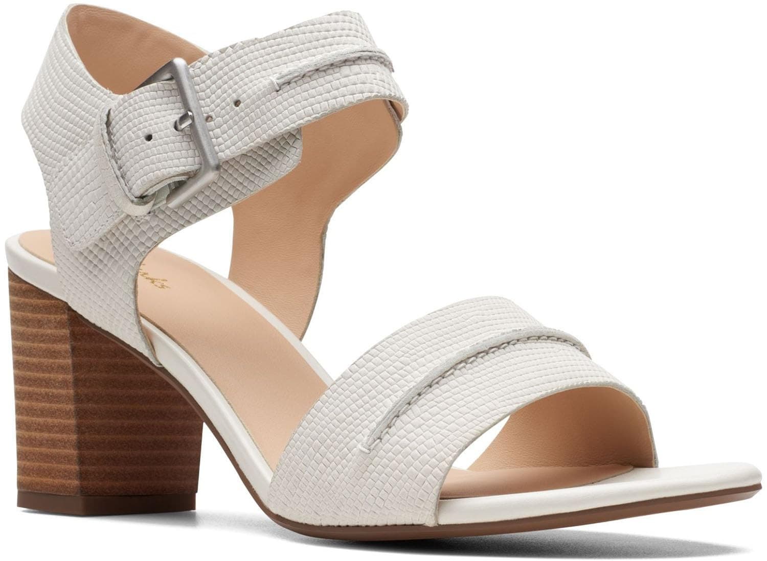 Clarks Karsea Hi Seam Slingback Sandals Women's Size 8 M Off White Block Heel - Thumbnail 2
