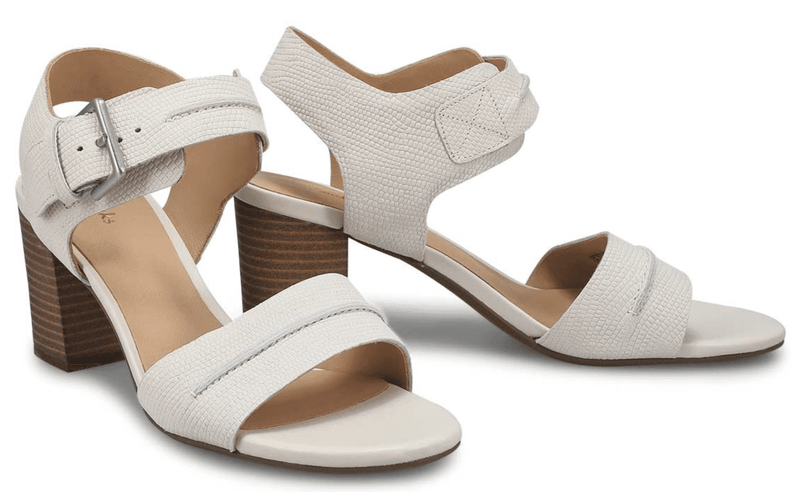 Clarks Karsea Hi Seam Slingback Sandals Women's Size 8 M Off White Block Heel - Image 1