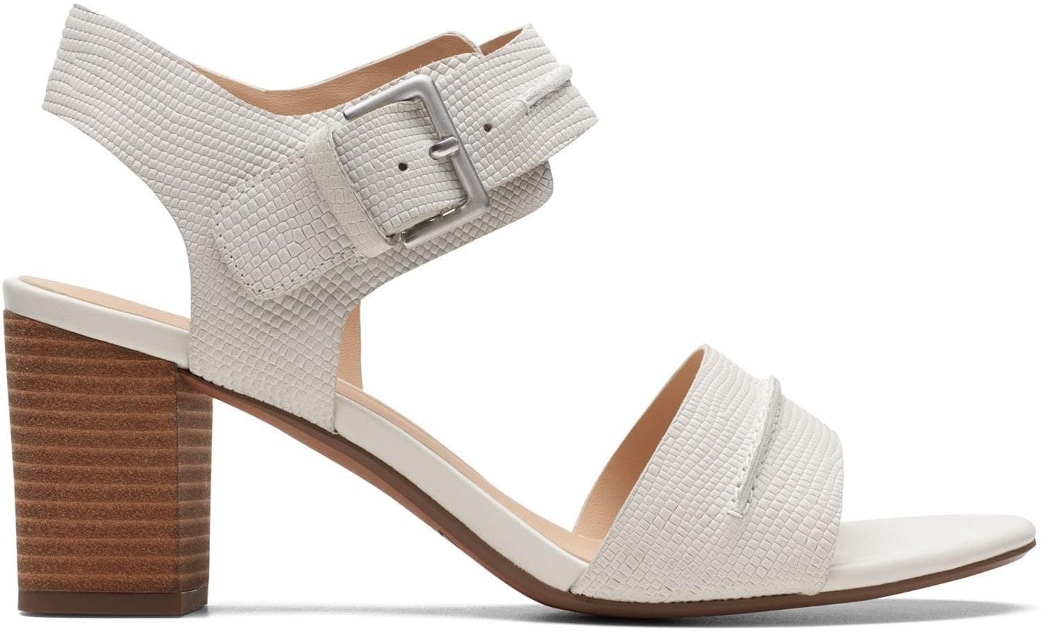 Clarks Karsea Hi Seam Slingback Sandals Women's Size 8 M Off White Block Heel - Thumbnail 3