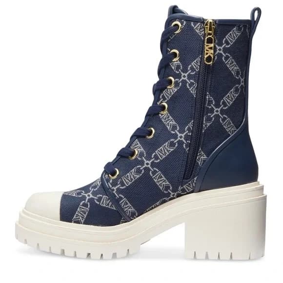 Michael Kors Hanley Empire Logo Jacquard Combat Boot In Navy Multi Size 6M - Thumbnail 4