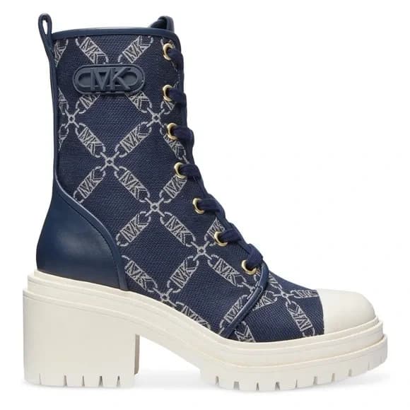 Michael Kors Hanley Empire Logo Jacquard Combat Boot In Navy Multi Size 6M - Thumbnail 2
