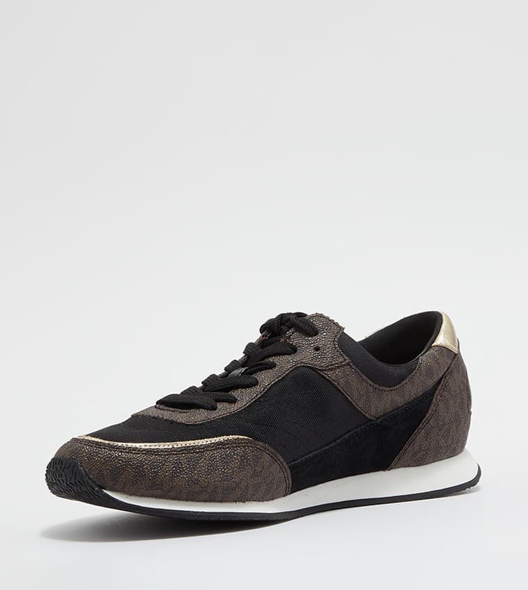 MICHAEL KORS Callan Round Toe Low Top WOMENS Sneakers BLACK/BROWN Size 8.5 M - Thumbnail 3