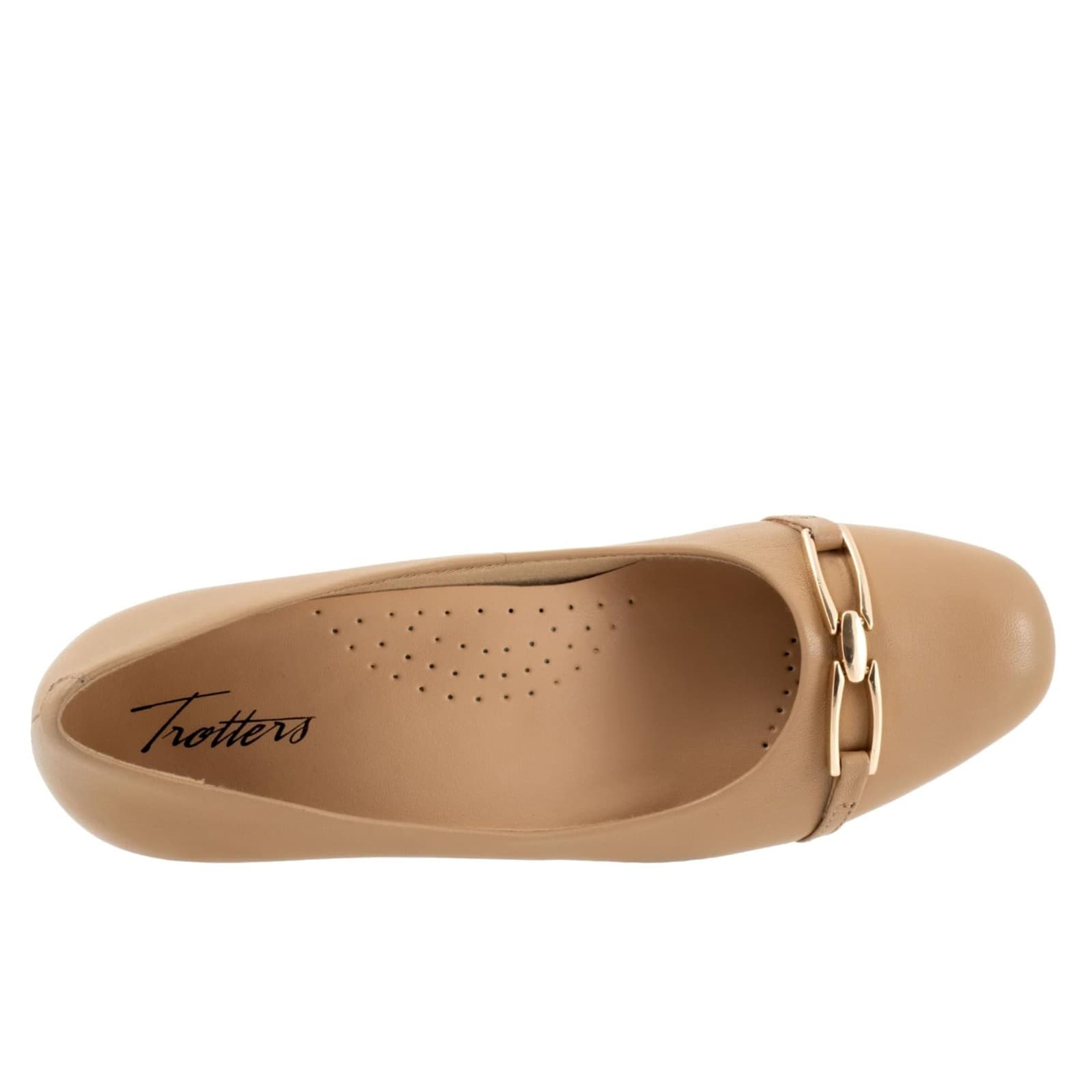 Trotters Dakota Pump Womens Nude Leather Slip On Pumps Heels Shoes Size 8.5 Wide - Thumbnail 4