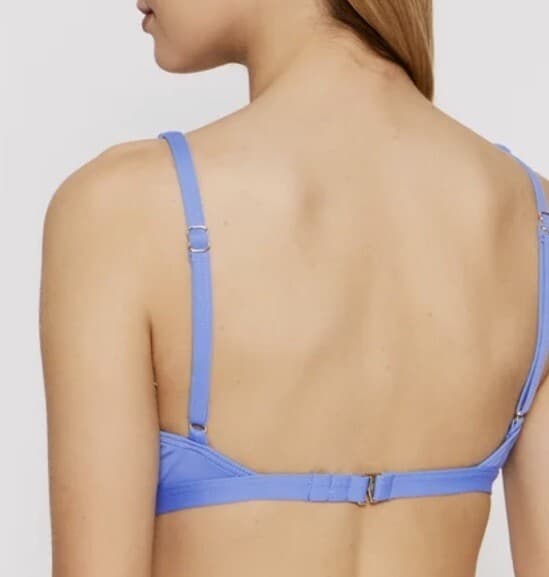 Michael Kors MM7M509 Women Crew Blue Logo Solid Triangle Swim Bikini Top Medium - Thumbnail 2