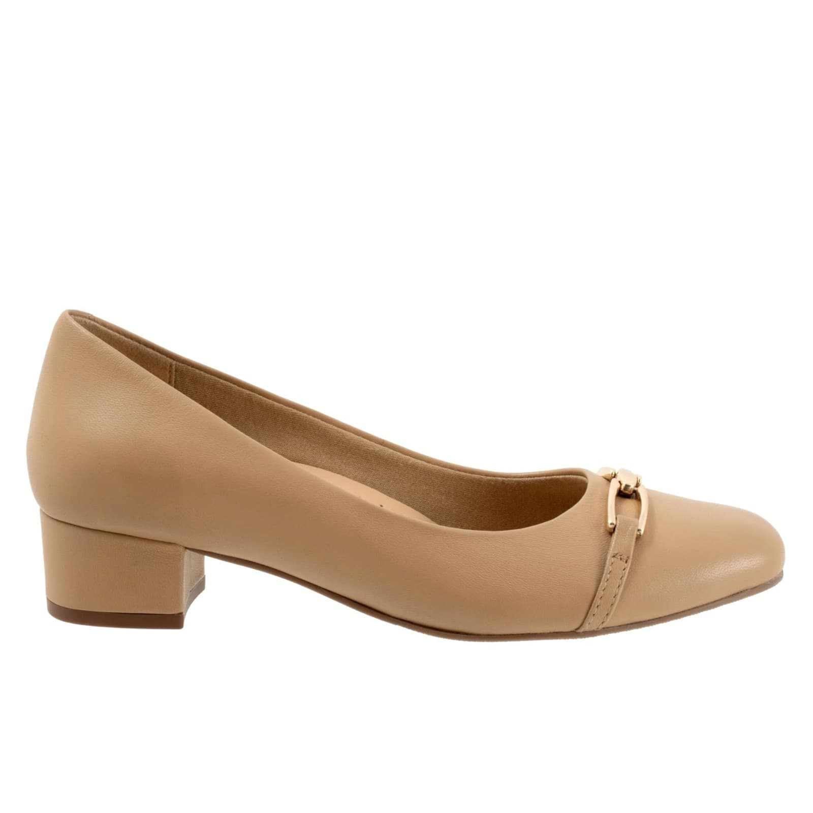 Trotters Dakota Pump Womens Nude Leather Slip On Pumps Heels Shoes Size 8.5 Wide - Thumbnail 2