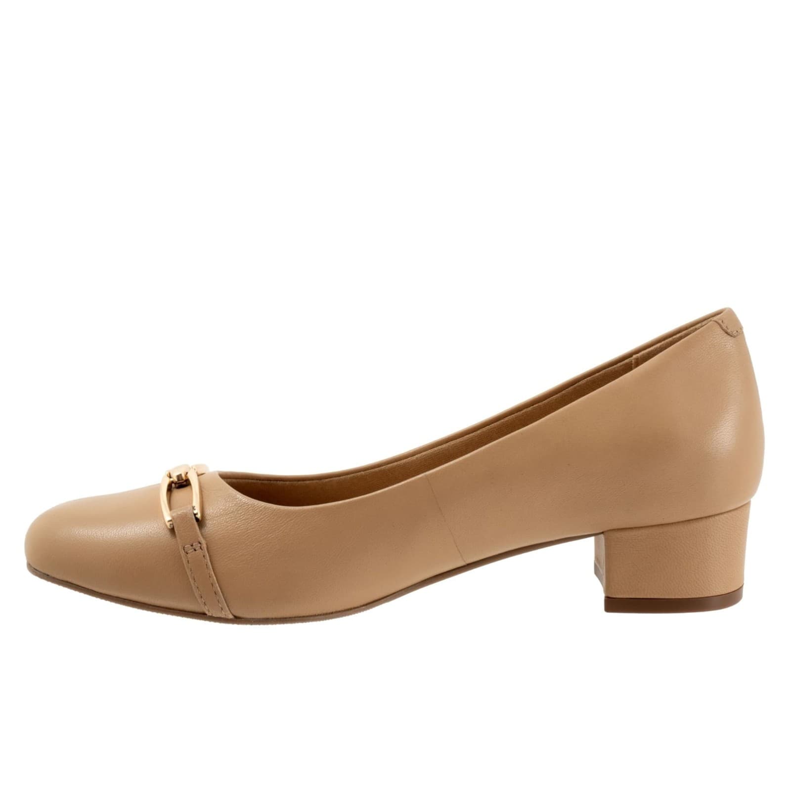 Trotters Dakota Pump Womens Nude Leather Slip On Pumps Heels Shoes Size 8.5 Wide - Thumbnail 3