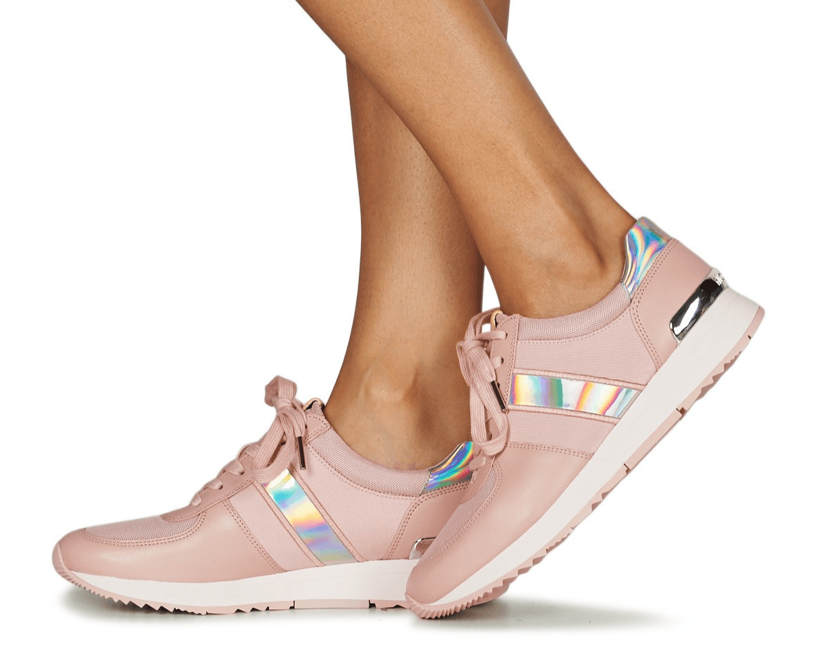 Michael Kors MK Allie Trainer Lace-up Mesh Hologram Sneakers Soft Pink 8 M - Thumbnail 8