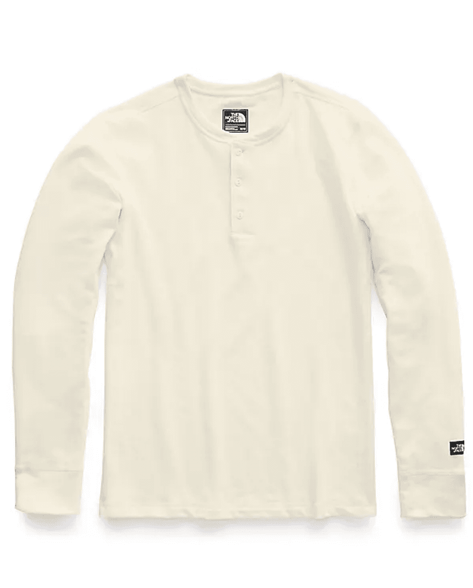 THE NORTH FACE Men's Long Sleeve TNF Terry Henley Vintage White Heather Large - Image 1