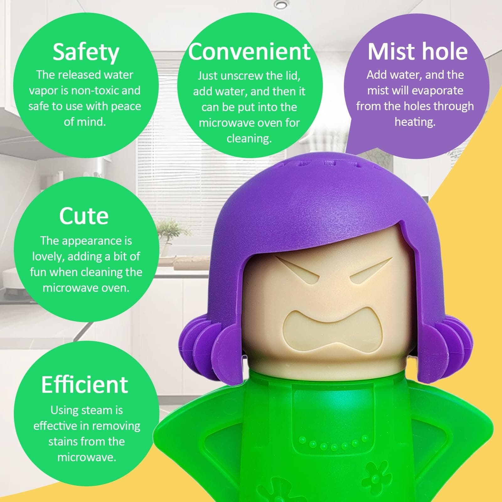 Angry Mama Microwave Cleaner Angry Mom Microwave Oven Steam Cleaner Disinfect - Thumbnail 7