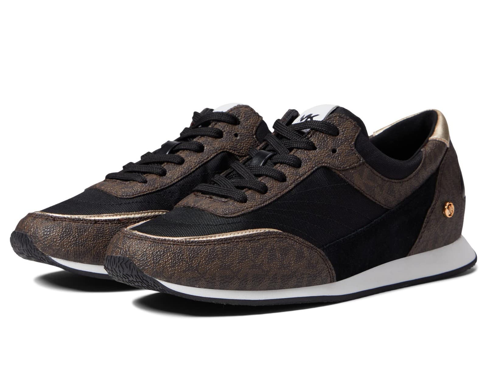 MICHAEL KORS Callan Round Toe Low Top WOMENS Sneakers BLACK/BROWN Size 8.5 M - Image 1