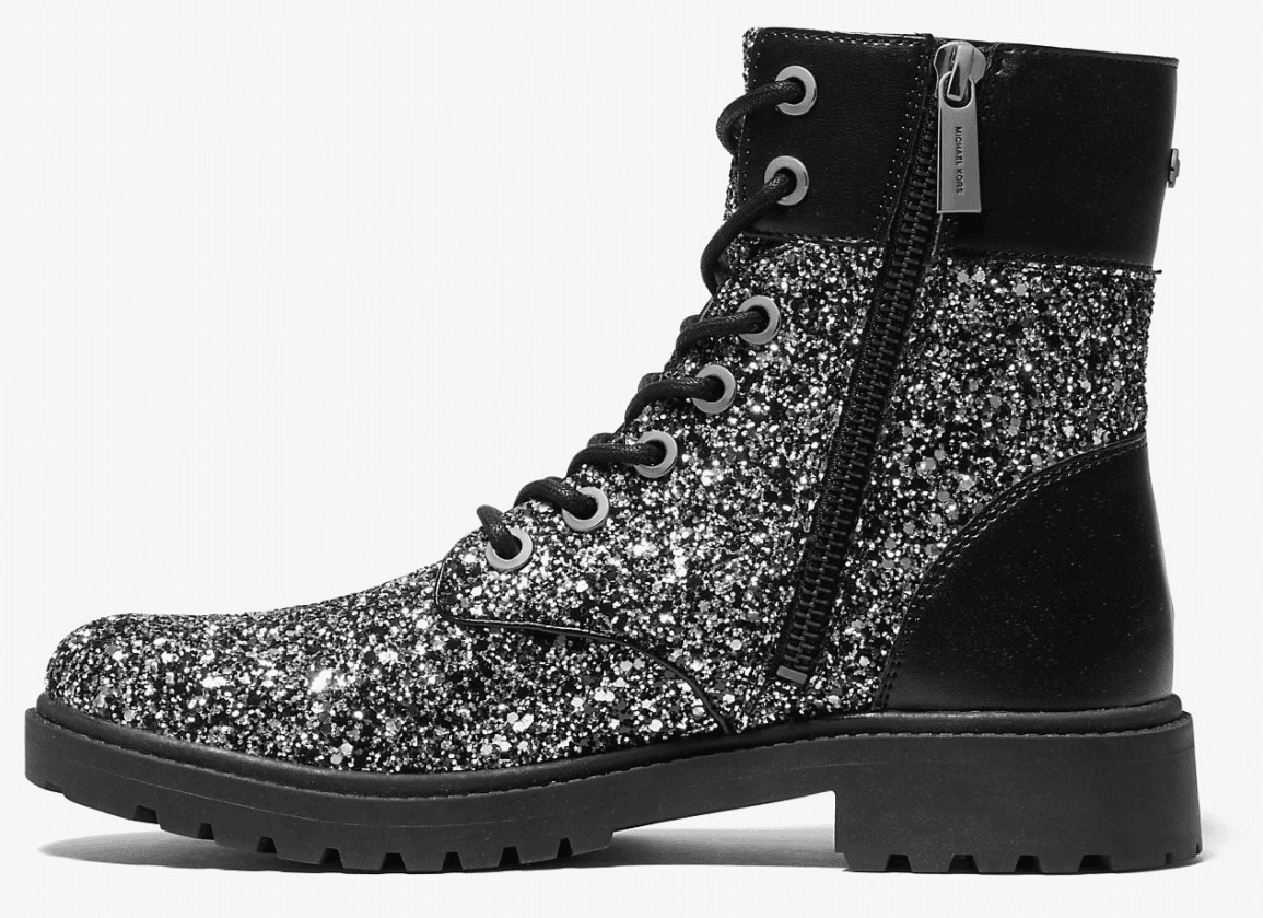 Michael Kors Women's Alistair Combat Black Silver Glitter Size 6.5M - Thumbnail 3