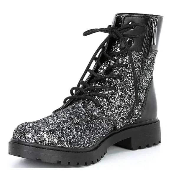 Michael Kors Women's Alistair Combat Black Silver Glitter Size 6.5M - Thumbnail 4