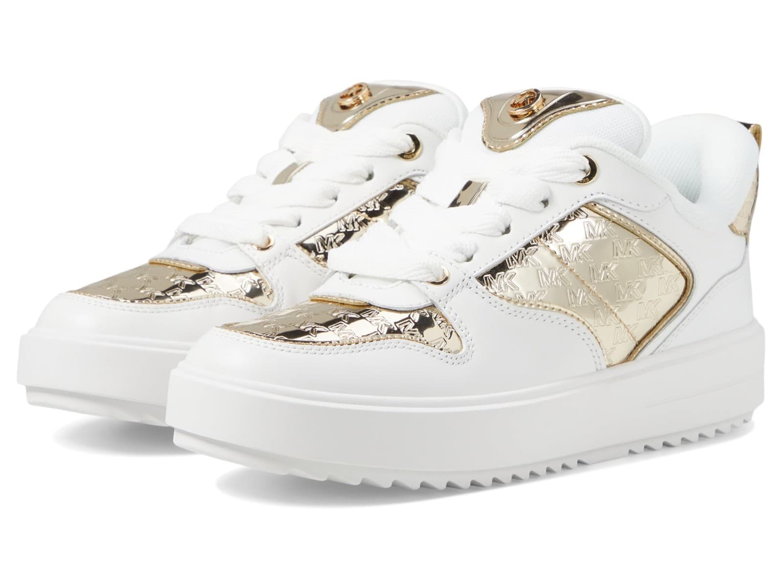 Michael Kors Rumi Logo Leather Sneakers Lace-Up Pale Gold 9 M - Image 1