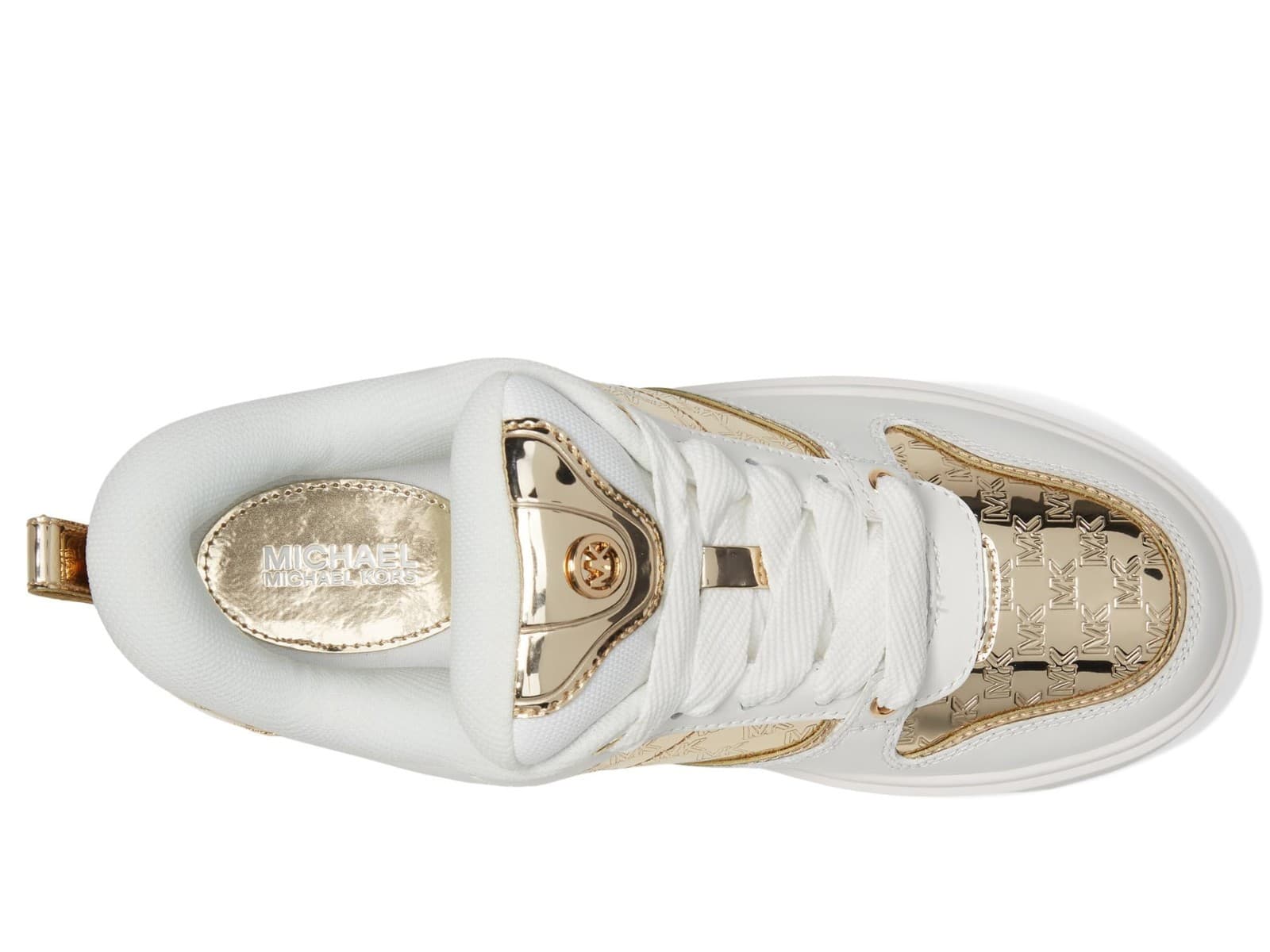 Michael Kors Rumi Logo Leather Sneakers Lace-Up Pale Gold 9 M - Thumbnail 5