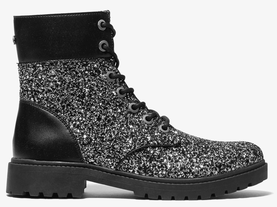 Michael Kors Women's Alistair Combat Black Silver Glitter Size 6.5M - Thumbnail 2