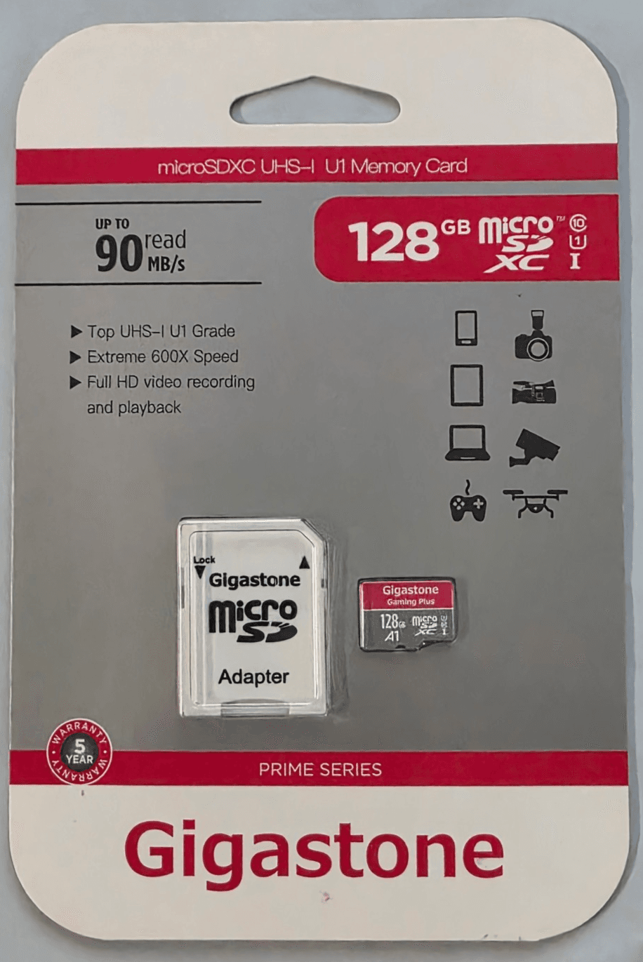 Gigastone Gaming Plus 128 GB MicroSD Memory Card with Adapter U1 Full HD Video - Image 1