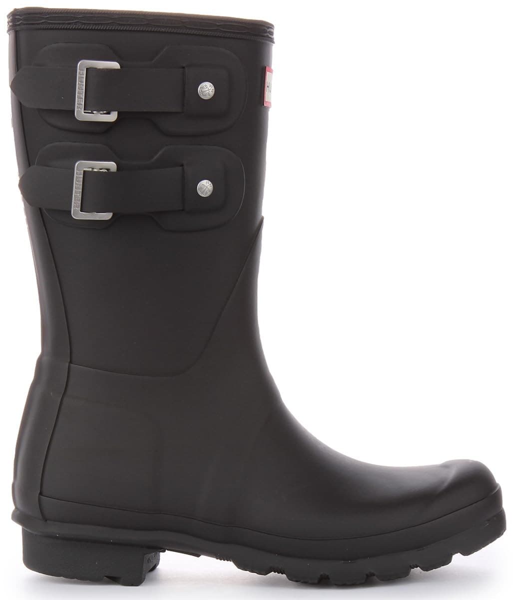 Hunter Short Multi Original Short Rubber Welly Womens Boots Black US 10 - Thumbnail 2