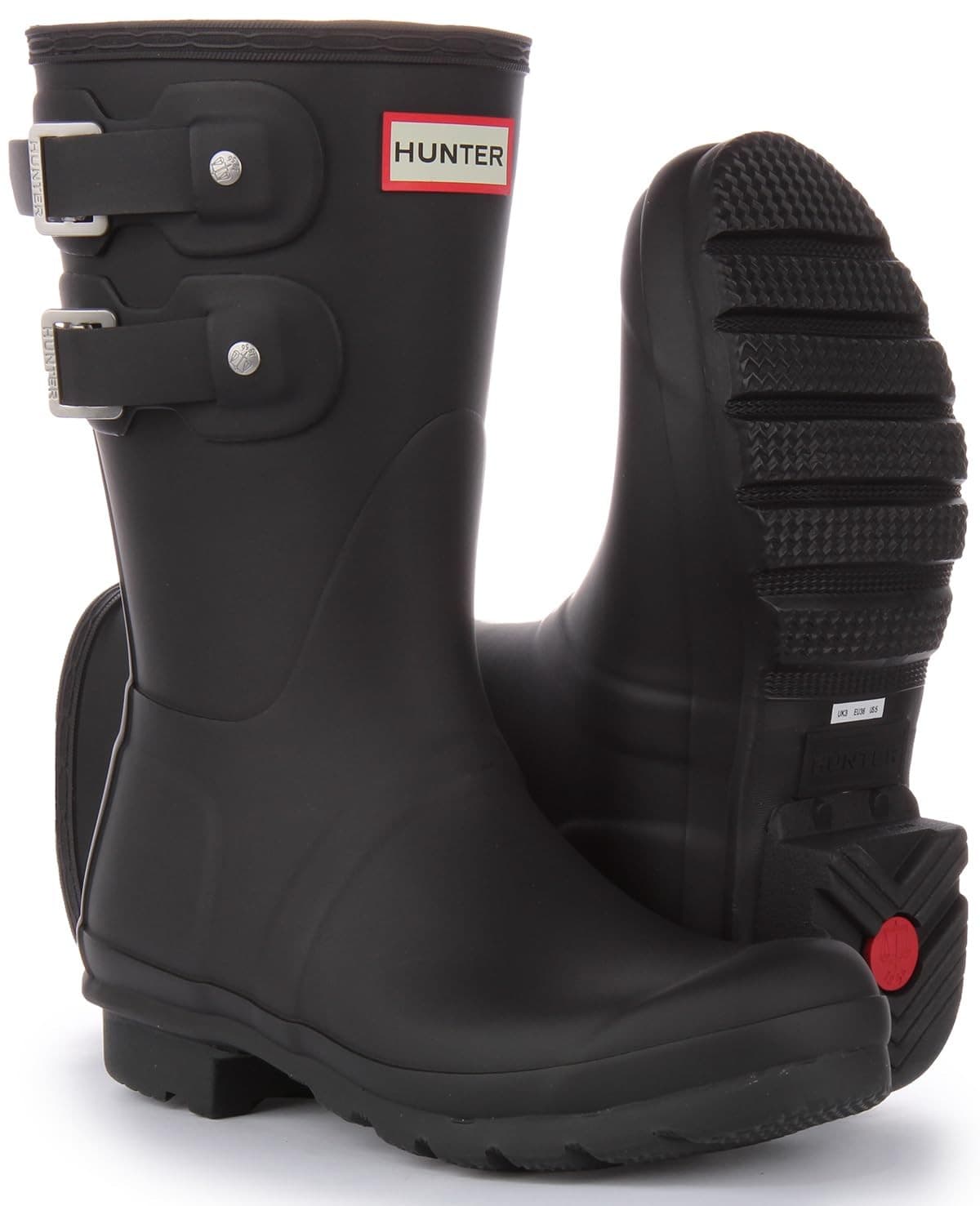 Hunter Short Multi Original Short Rubber Welly Womens Boots Black US 10 - Thumbnail 5