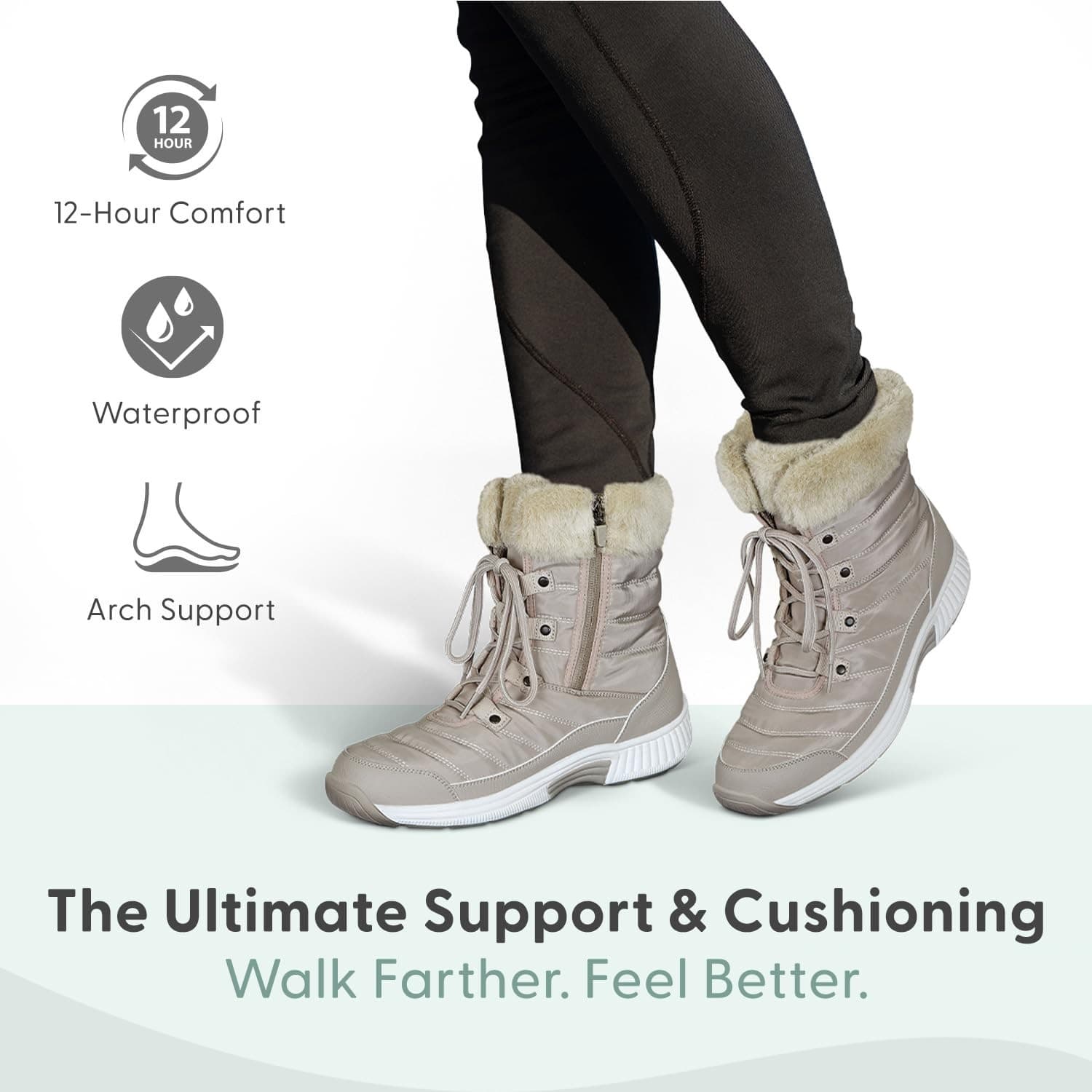 OrthoFeet Women’s Florence Waterproof Winter Boots, Size 9.5 X-Wide 2E - Thumbnail 6