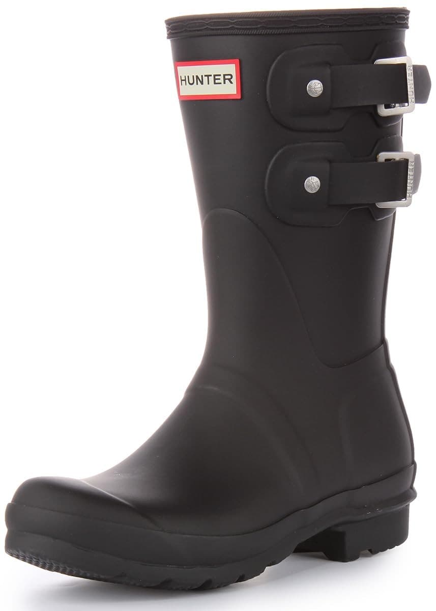 Hunter Short Multi Original Short Rubber Welly Womens Boots Black US 10 - Thumbnail 4