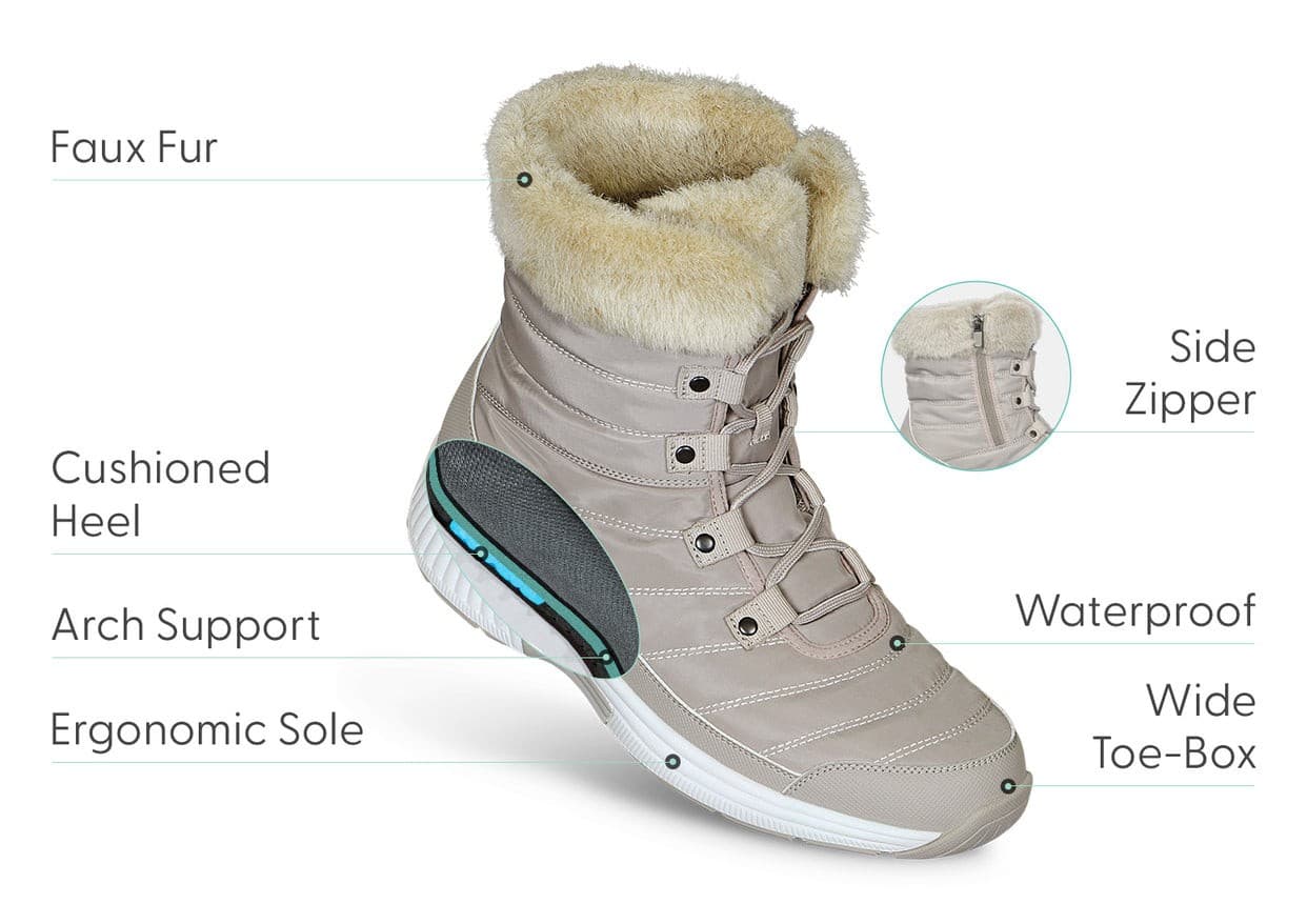 OrthoFeet Women’s Florence Waterproof Winter Boots, Size 9.5 X-Wide 2E - Thumbnail 5