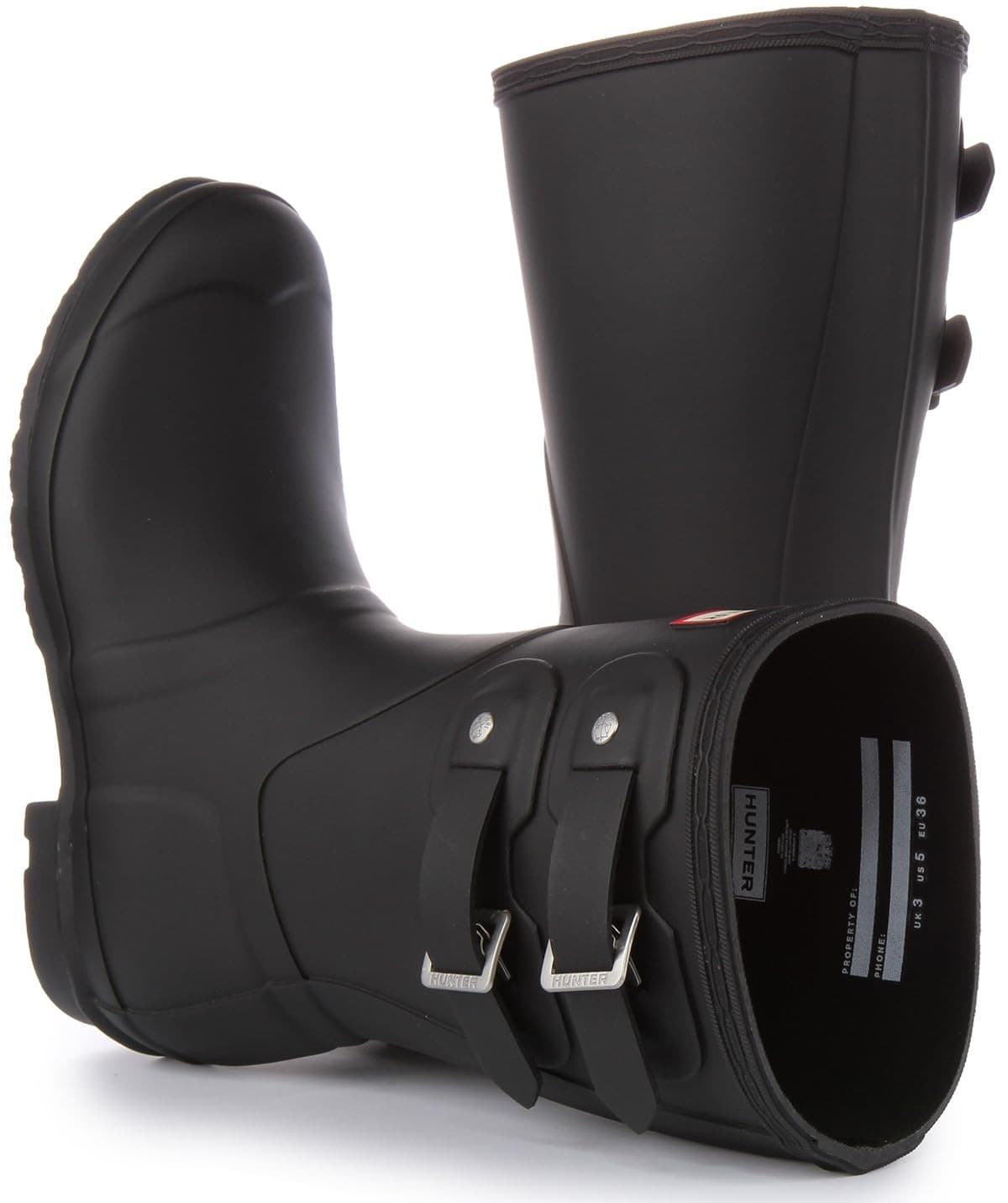 Hunter Short Multi Original Short Rubber Welly Womens Boots Black US 10 - Thumbnail 6