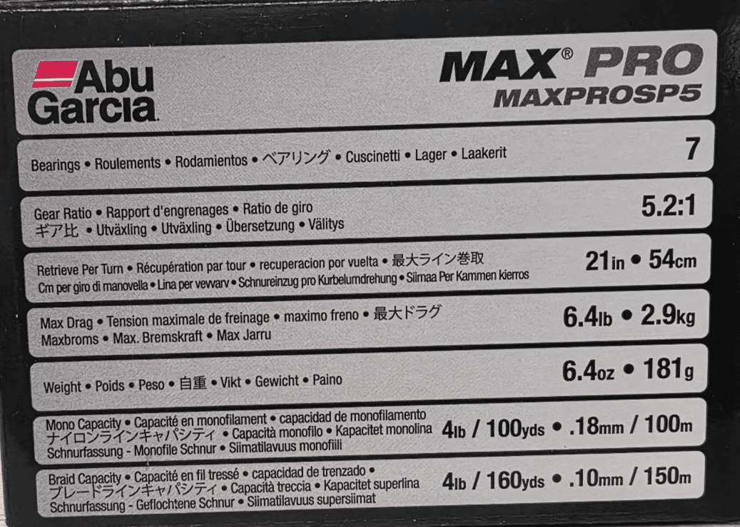 Abu Garcia Max Pro Spinning Reel, Size 5, Right/Left Handle Position, Graphite - Thumbnail 4