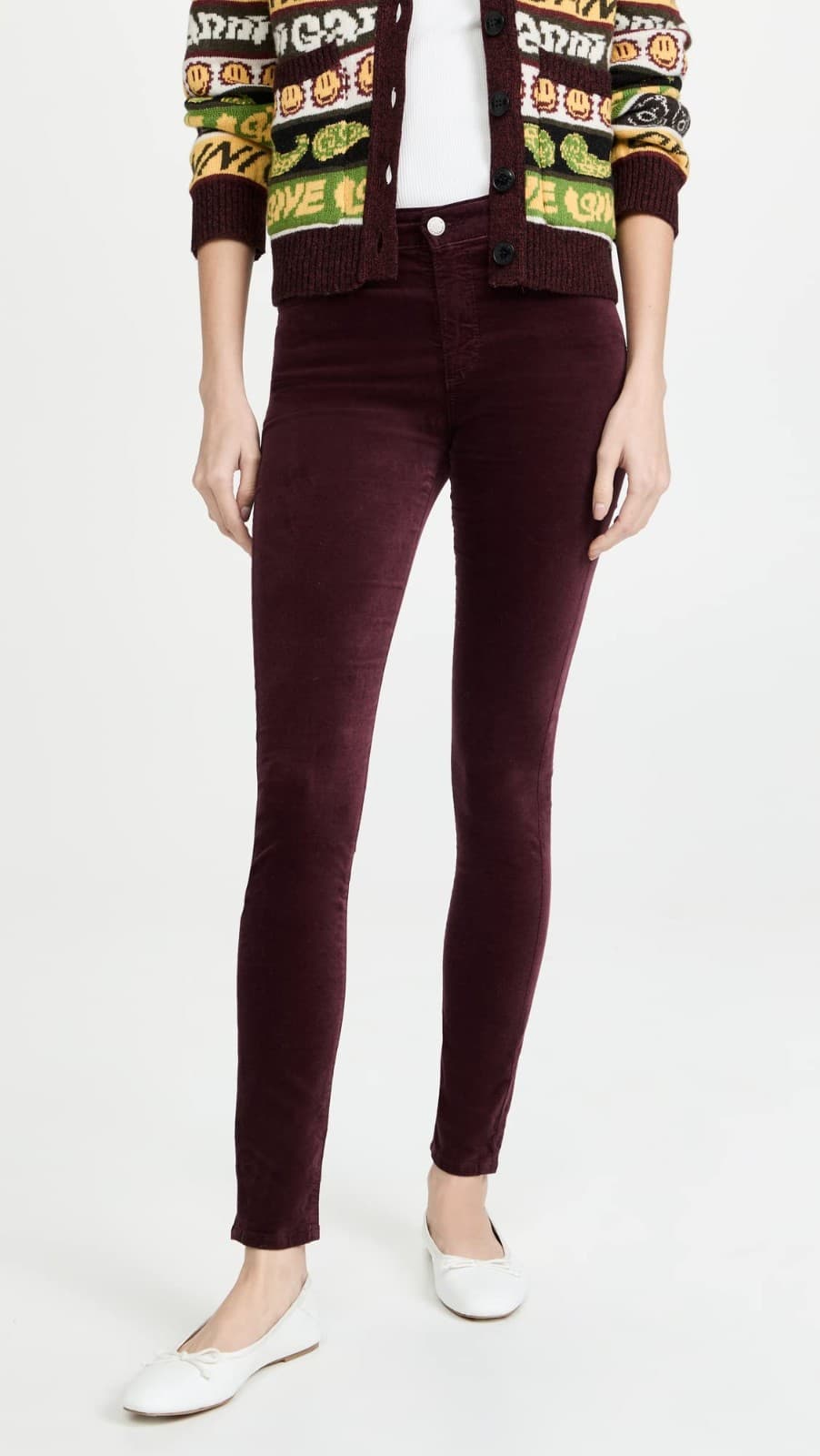 AG Adriano Goldschmied The Farrah Skinny High Rise Skinny Jeans Burgundy Size 26 - Thumbnail 6