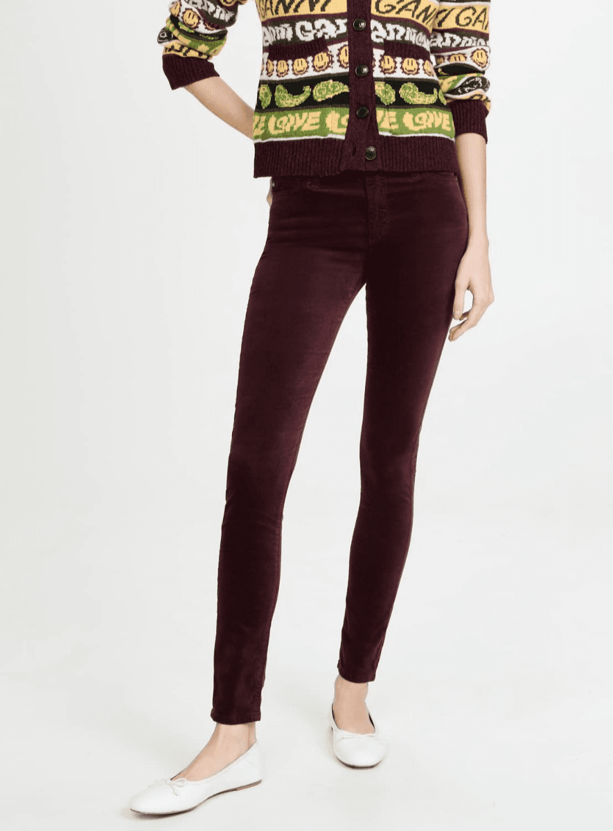 AG Adriano Goldschmied The Farrah Skinny High Rise Skinny Jeans Burgundy Size 26 - Thumbnail 3