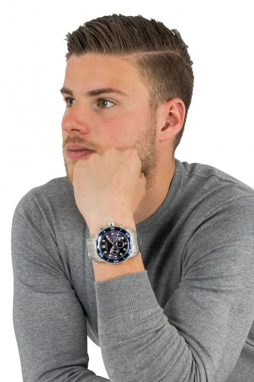 Invicta Men'S Pro Diver Collection Chronograph Watch BLUE DIAL Silver Tone 200M - Thumbnail 6