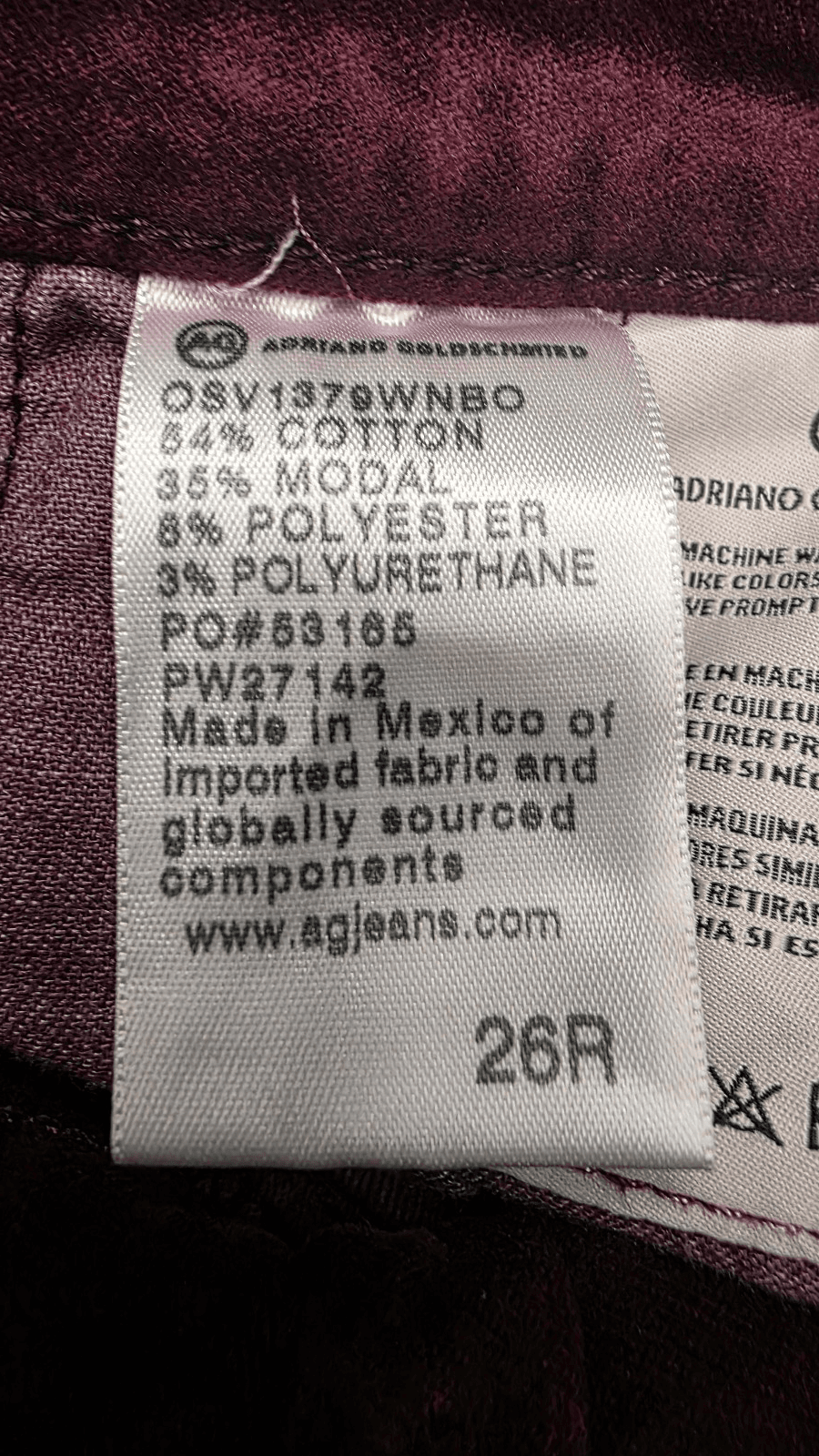 AG Adriano Goldschmied The Farrah Skinny High Rise Skinny Jeans Burgundy Size 26 - Thumbnail 10