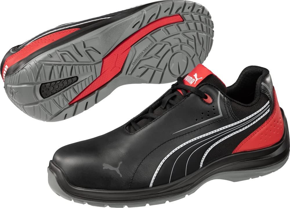 PUMA Men's Touring Suede Low Industrial Shoe, Black-red, 9 US Anti Slip - Image 1