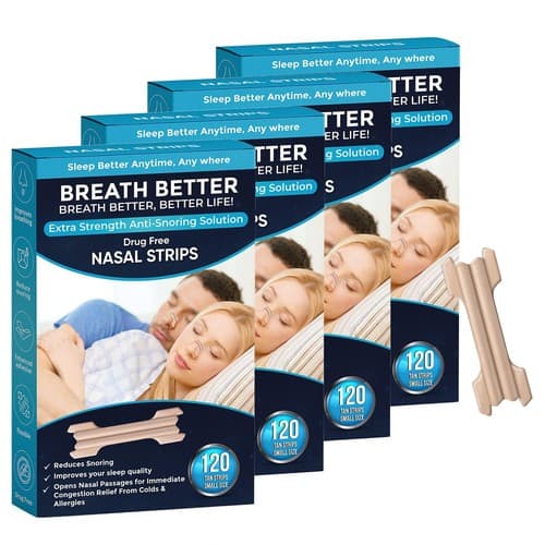 Breath Better 480 Small Tan Nasal Strips, Extra Strength Anti Snoring Solution - Image 1