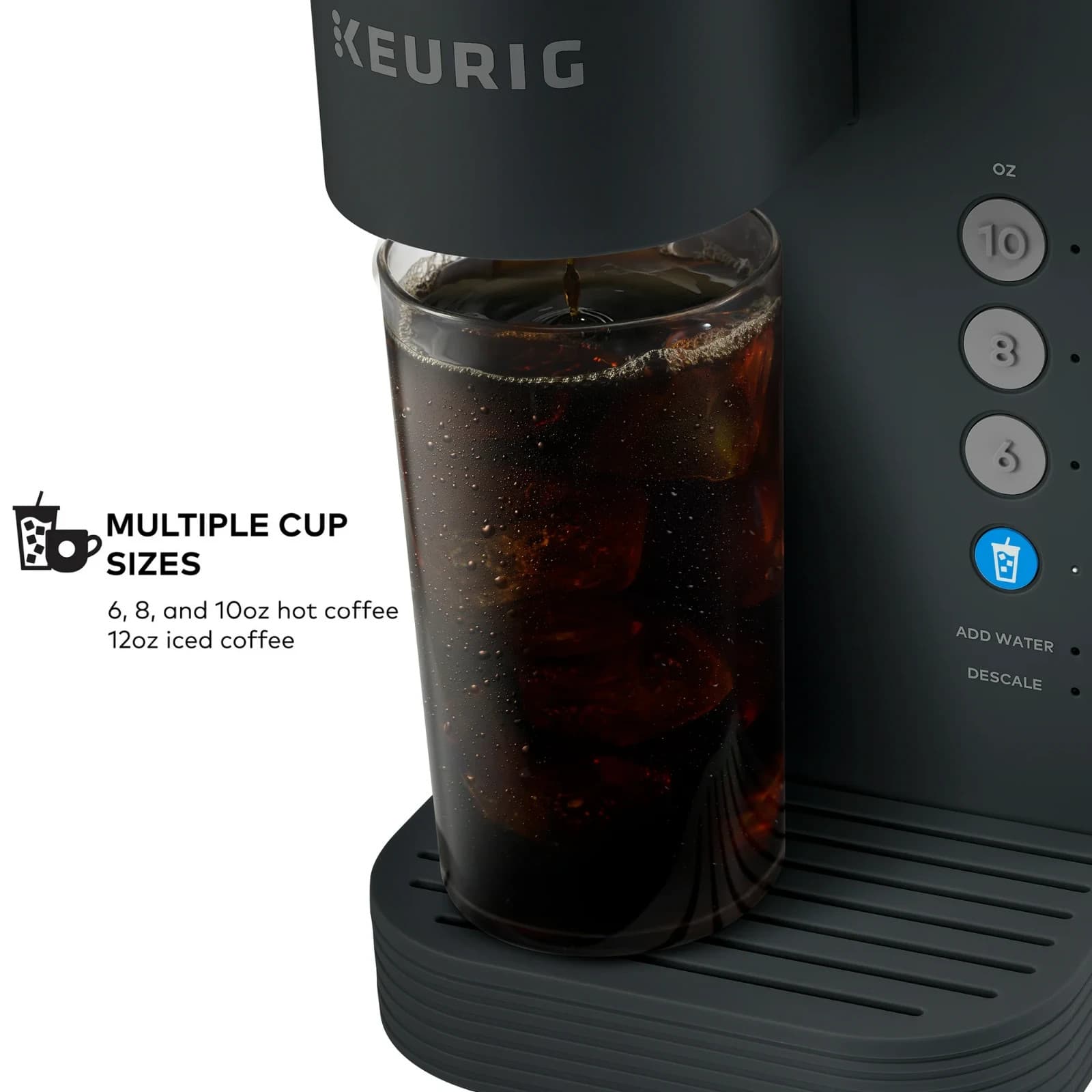 K-Iced Essentials Single-Serve Coffee Maker – Iced & Hot K-Cup Pods, Black - Thumbnail 3