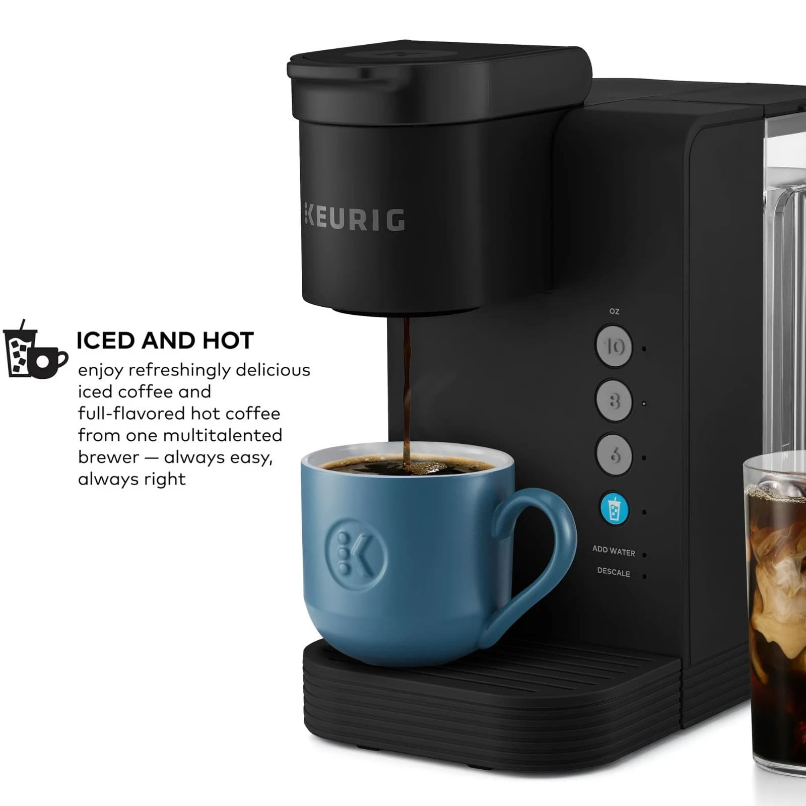 K-Iced Essentials Single-Serve Coffee Maker – Iced & Hot K-Cup Pods, Black - Thumbnail 4