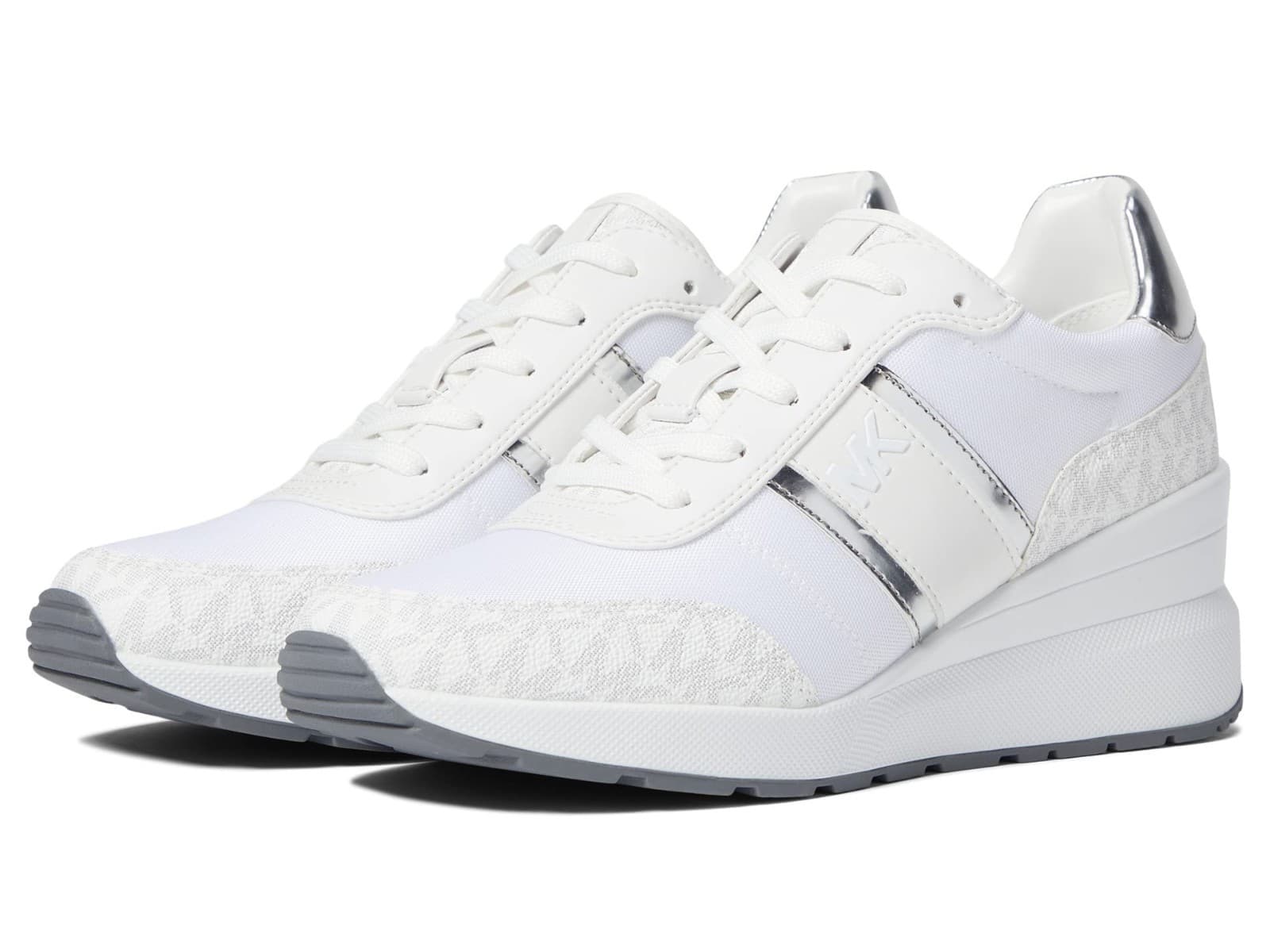 Michael KORS Women Mabel Trainer, Mk LogoTech canvas Bright White 9 M - Image 1