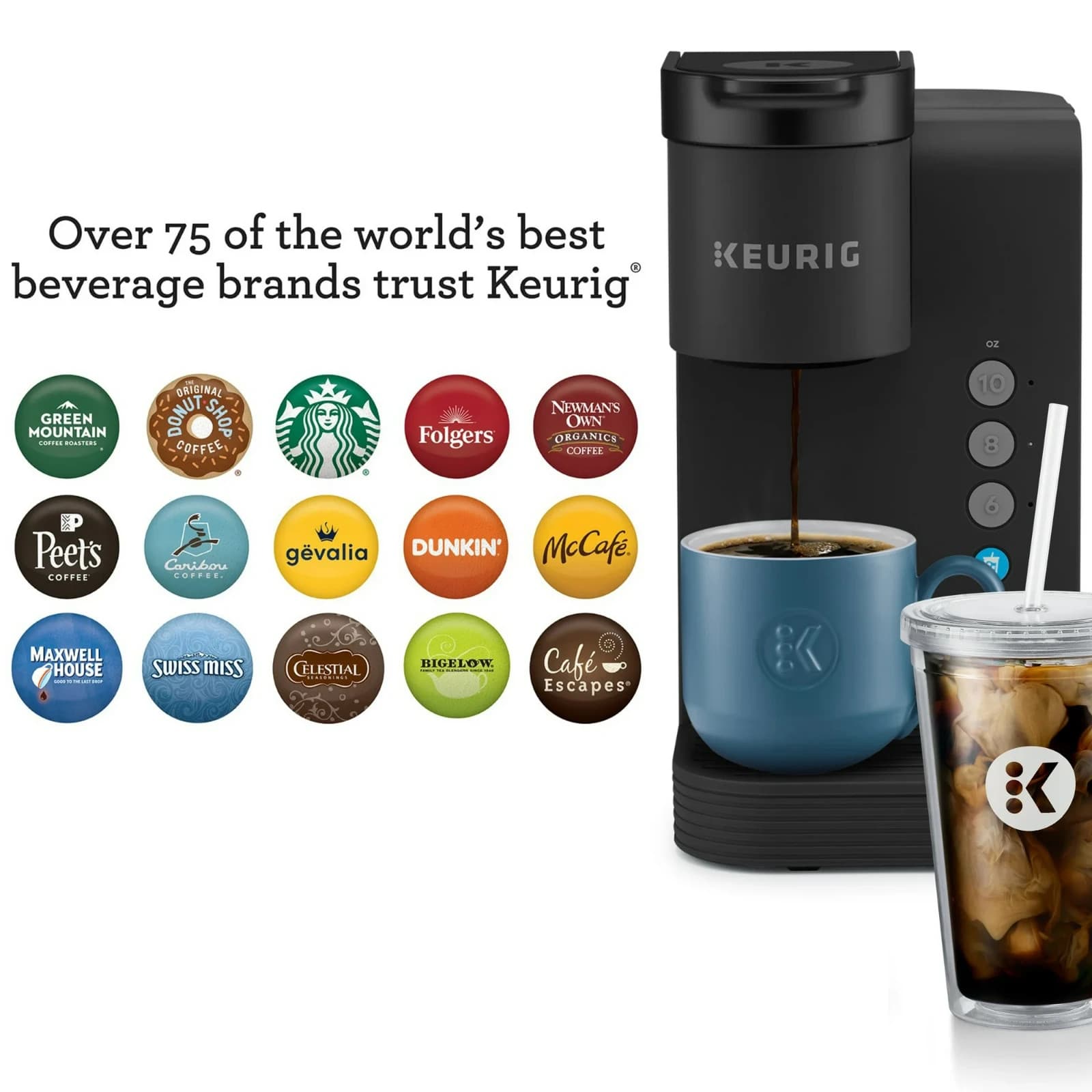 K-Iced Essentials Single-Serve Coffee Maker – Iced & Hot K-Cup Pods, Black - Thumbnail 8
