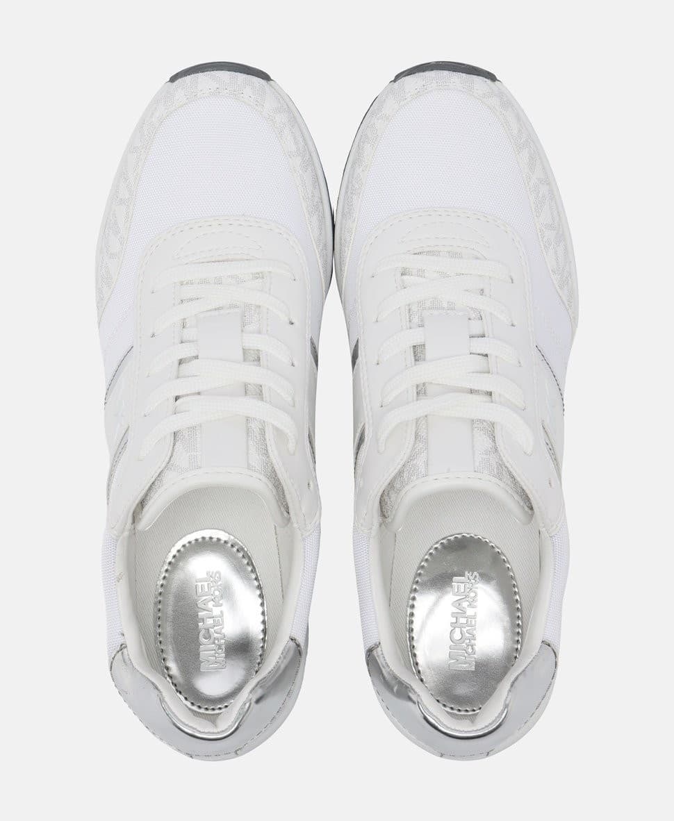 Michael KORS Women Mabel Trainer, Mk LogoTech canvas Bright White 9 M - Thumbnail 4