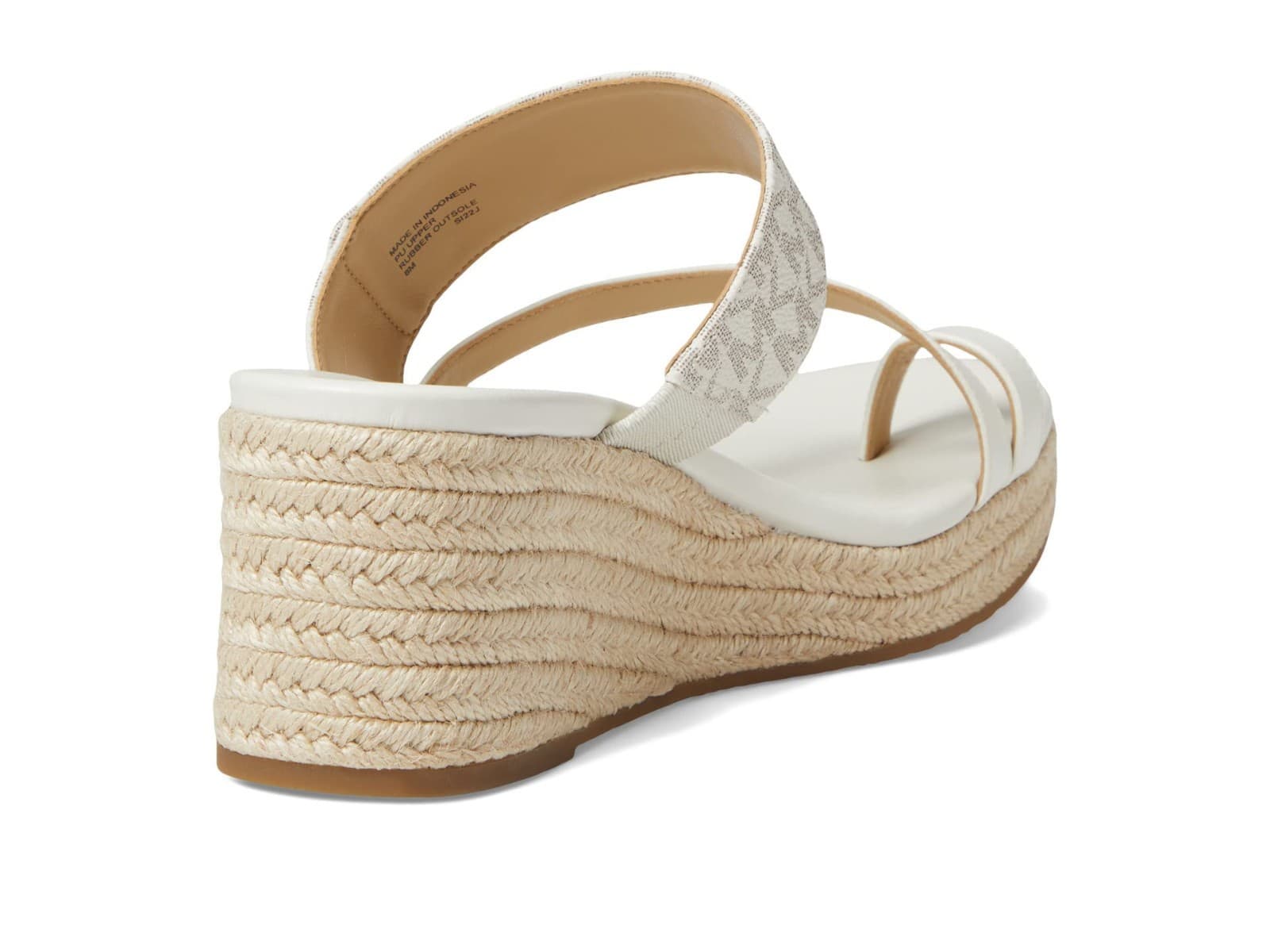 Women's Michael Kors Jilly Mid Wedge Sandals Vanilla Signature Logo 9 M NEW - Thumbnail 3