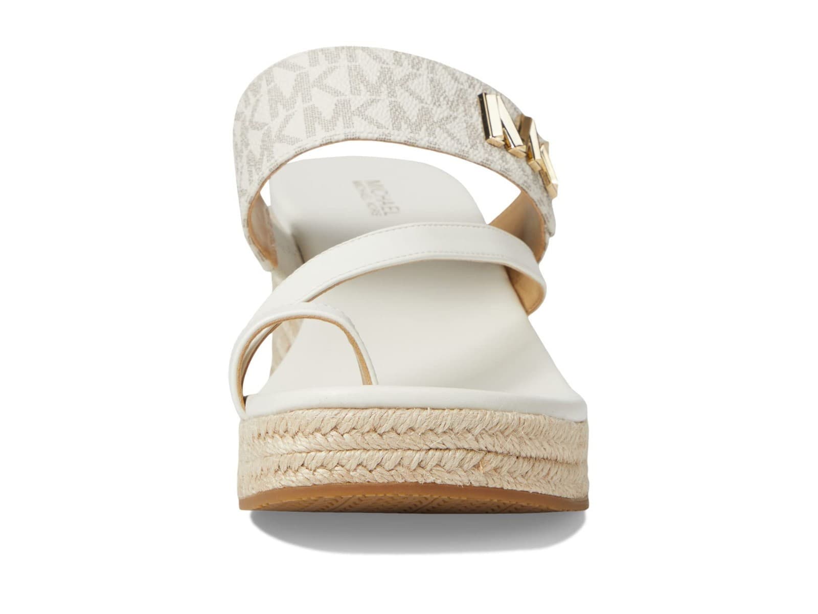 Women's Michael Kors Jilly Mid Wedge Sandals Vanilla Signature Logo 9 M NEW - Thumbnail 2