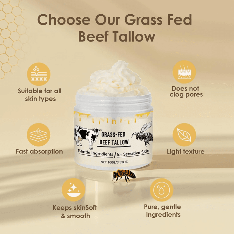 Whipped Beef Tallow for Skin Organic Grass Fed Beef Tallow and Honey Moisturizer - Thumbnail 6