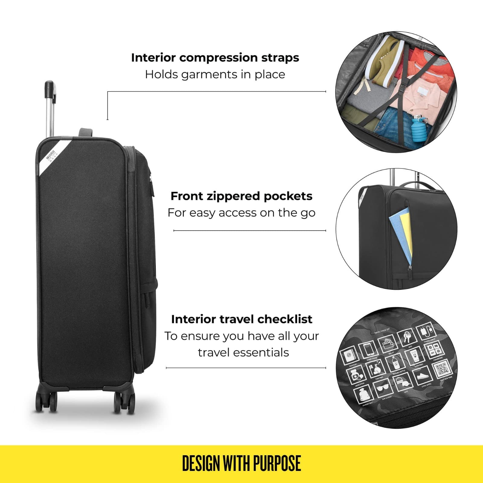 Solo New York Re:treat Check-In 26" 360 Spinner, Luggage Lockable Black - Thumbnail 4