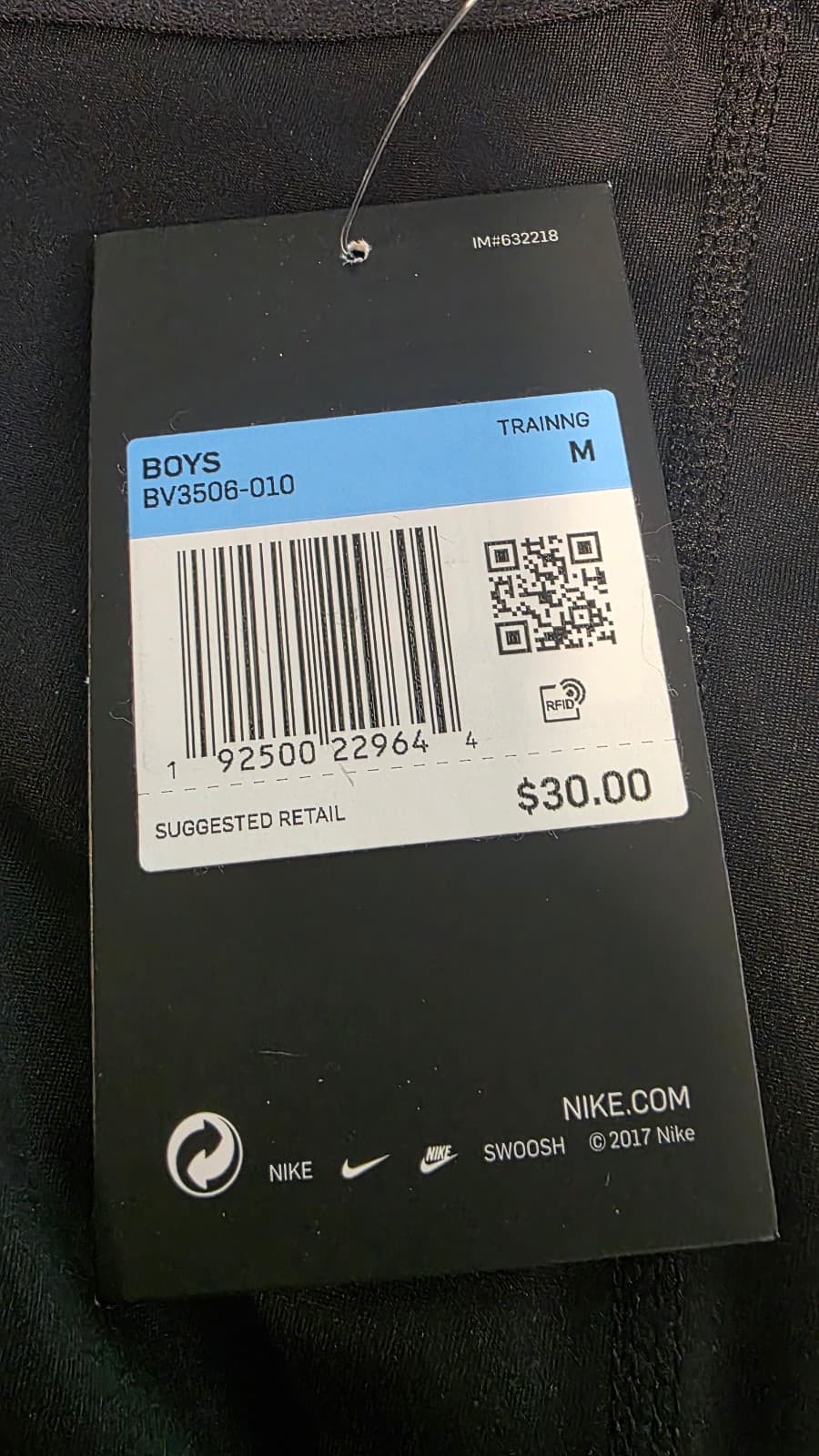 NIKE PRO 3/4 LENGTH BOY'S TIGHTS SIZE Medium NEW BV3506 091 Black - Thumbnail 4