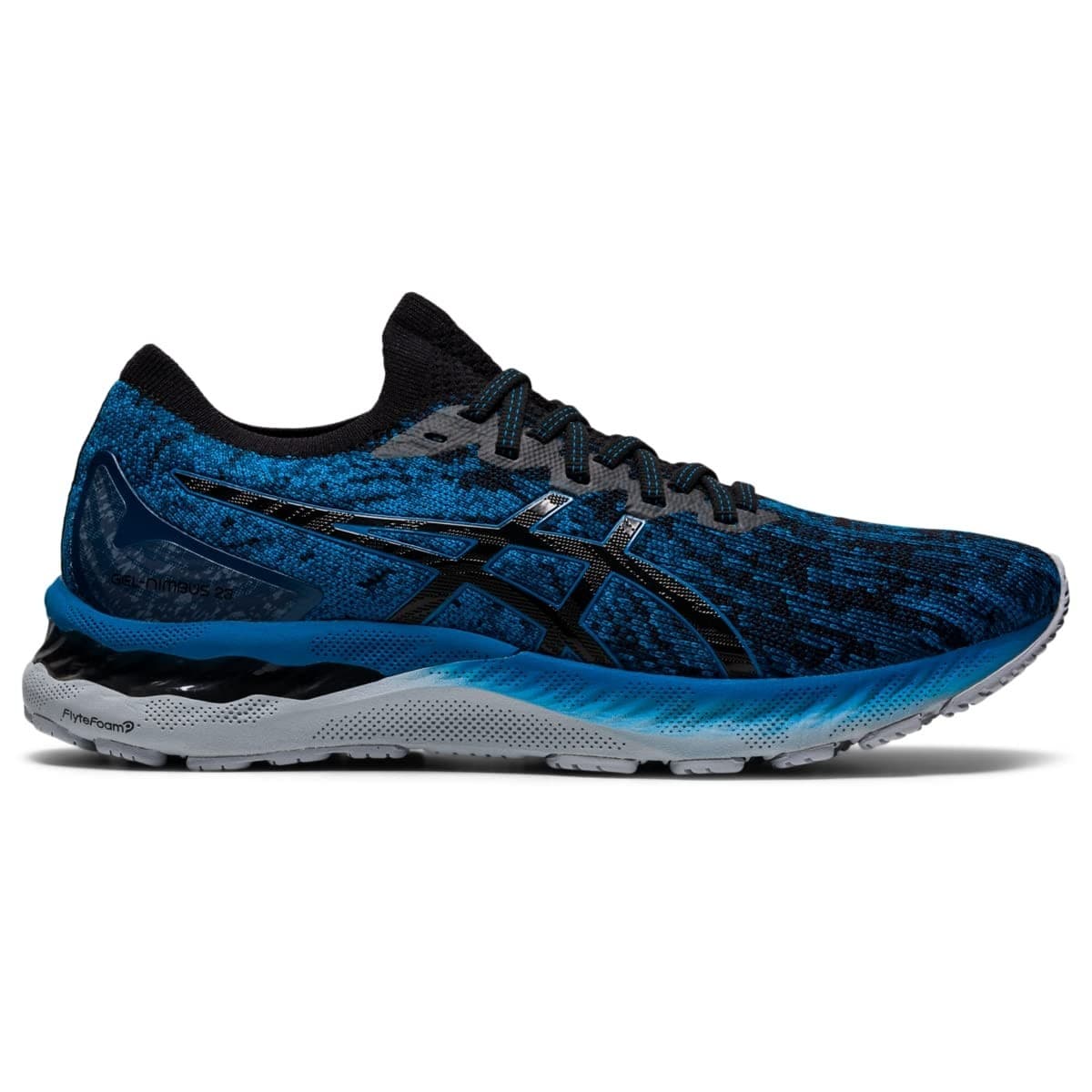 ASICS Men Gel Nimbus 23 Knit Running Shoes Reborn Blue/Black/Knit 9.5 M - Thumbnail 2