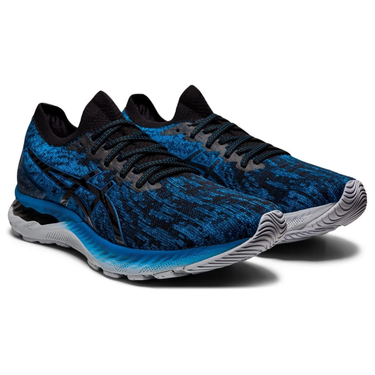 ASICS Men Gel Nimbus 23 Knit Running Shoes Reborn Blue/Black/Knit 9.5 M - Image 1